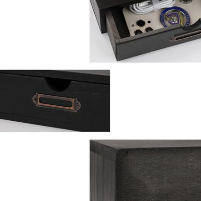 Wooden Drawers Black Wood Desktop Organizer with Drawers - color: BLACK01