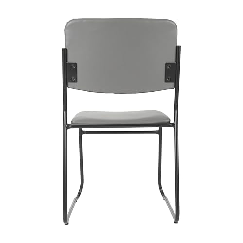 Flash Furniture Hercules Vinyl Stackable Chair with Sled Base, Gray, 5-Pack | Vinyl Upholstery, 500 LBS. Weight Capacity - color: Gray Vinyl/Black Frame, size: Set of 5
