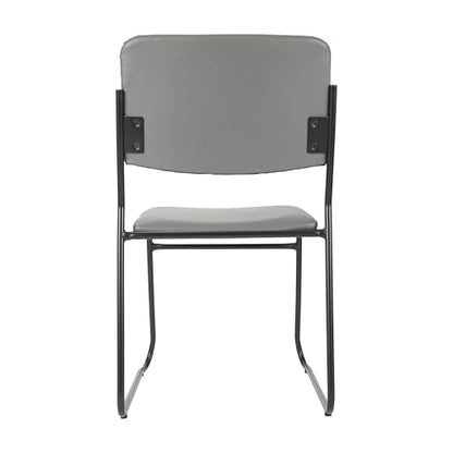 Flash Furniture Hercules Vinyl Stackable Chair with Sled Base, Gray, 5-Pack | Vinyl Upholstery, 500 LBS. Weight Capacity - color: Gray Vinyl/Black Frame, size: Set of 5
