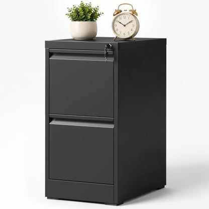 2 Drawer File Cabinet for Home Office, Vertical Filing Cabinet - color: Black, size: 28.8"H - 2 Drawer