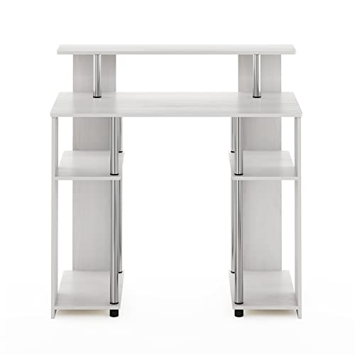 Furinno Jaya Simple Design Computer Writing Desk, White Oak/Stainless Steel - color: White Oak/Stainless Steel