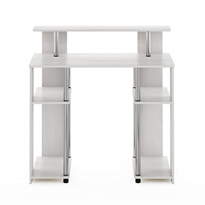 Furinno Jaya Simple Design Computer Writing Desk, White Oak/Stainless Steel - color: White Oak/Stainless Steel