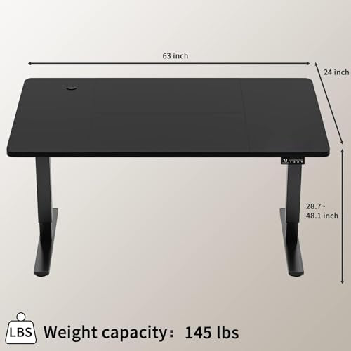 Furmax 63 Inches Electric Height Adjustable Standing Desk Home Office Desk - color: Black, size: 63 Inch