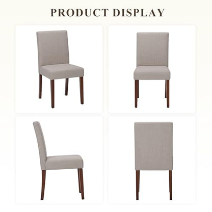 MALOL Upholstered Dining Chairs Set of 4, Modern Fabric Dining Room Chair, Wooden Dining Chair, Kitchen Side Chairs, Farmhouse Dinner Chair with High Back for Kitchen, Brown - color: Brown, size: Set of 4