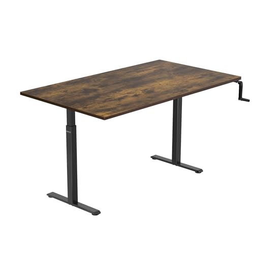 Mount-It! Hand Crank Standing Desk, 55" One-Piece Oak Top, 132 lbs - color: Oak