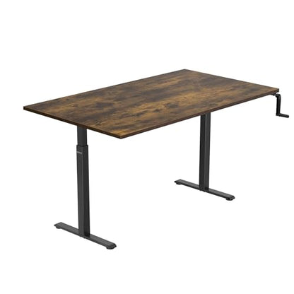 Mount-It! Hand Crank Standing Desk, 55" One-Piece Oak Top, 132 lbs - color: Oak