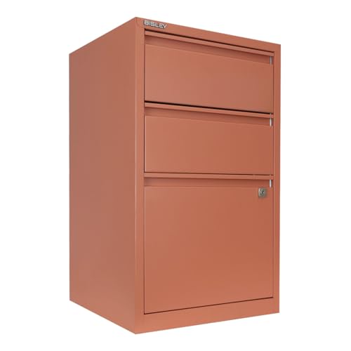 Bisley 3-Drawer Flush Front Vertical File Cabinet - Coral - color: Coral, size: 3 Drawer