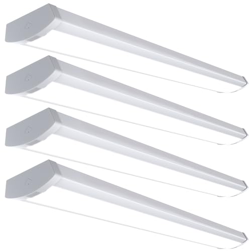 HYPERLITE 4FT 60W LED Wraparound Light, 6600lm Linkable 60W/50W/40W 5000K Led Shop Lights Surface Mounting, ETL,AC120V LED Ceiling Office Wrap Light for Kitchen, Hallway, Fluorescent Replacement, 4P - size: 4 PACK-5000K