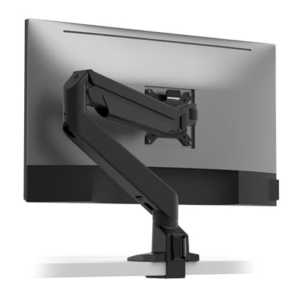 Desky Single Monitor Arm – VESA Mount 17"-32" Screen Full Motion Desk Clamp & Grommet Base – Adjustable Tilt, Swivel, Rotation – Matte Black - color: Black