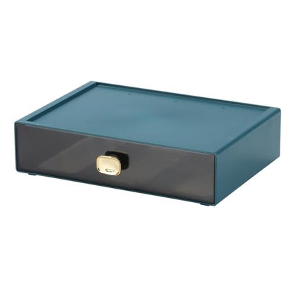 Desktop Storage Drawers, Plastic Countertop Printer Paper Organizer - color: 1 Large Drawer, Blue