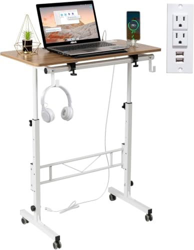 Hadulcet Small Standing Desk with Tiltable Desktop, Height Adjustable - color: Oak, size: 31.5" with Charging