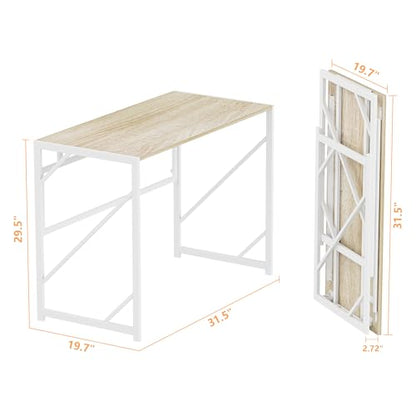 Elephance Folding Desk Writing Computer Desk for Home Office No-Assembly - color: Beige, size: 31.5 Inch