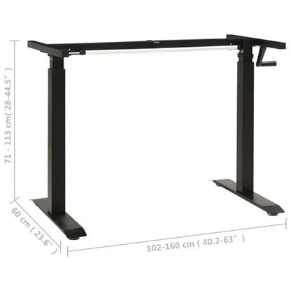 Bopdu Manual Height Adjustable Standing Computer Desk Home Office, Writing Table Gamer Workstation Study Desk Frame Hand Crank Black
