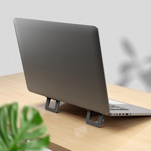 Lurrose Laptop Cooling Stand and Riser for Desktop – 2pcs Portable Laptop Holder Set, Black PC Material, Invisible Ergonomic Support for Improved Airflow and Height Elevation on Tabletop