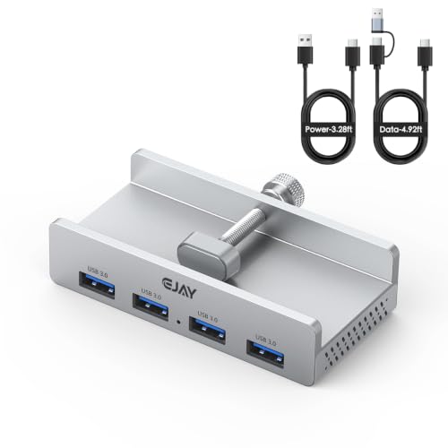 EJAY Aluminum 4-Port USB-A Hub 5Gbps for Laptop & Desktop - color: Silver