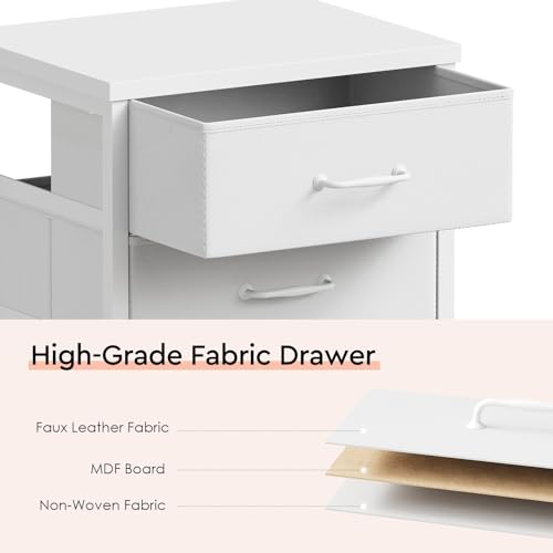 Maihail 3 Drawer File Cabinet with Wheels with Open Storage Shelf, White | Rolling Printer Stand Fabric Lateral Filing Cabinet for Home Office - color: White