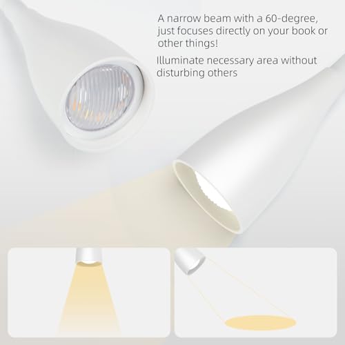 LED Wall Mounted Bedside Reading Light, 3 Color Modes,10 Brightness Dimmable, USB Charging Port, Adhesive Wall Lamp Night Light for Books in Bed, 360° Flexible Eye-Caring Bedroom Lighting White - color: White