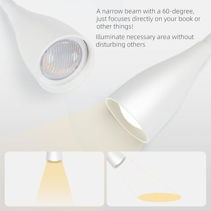 LED Wall Mounted Bedside Reading Light, 3 Color Modes,10 Brightness Dimmable, USB Charging Port, Adhesive Wall Lamp Night Light for Books in Bed, 360° Flexible Eye-Caring Bedroom Lighting White - color: White