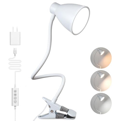 BOHON Clamp Lamp 5 Color Modes 10 Brightness Dimmer Bedside Lamp, White - color: White