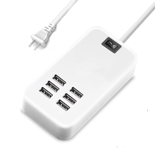 USB Charger Station Multi Port, Portable 6 Ports Chargers for Multiple Devices, Wall Charger Adapter for iPhone 17 16 15 pro max Samsung Galaxy S25/S24/S23