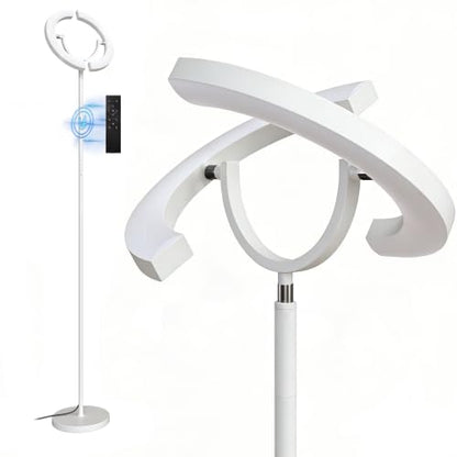 SIBRILLE 30W LED Floor Lamp for Living Room, 350° Rotating Reading Standing Lamp with Remote Control, Stepless Dimmable 3000K-6500K Modern Tall Lamp for Bedroom Office - color: White