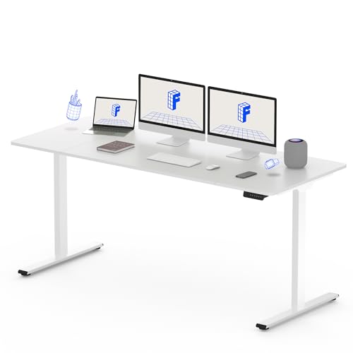 FLEXISPOT 71"x32" Large Dual Motor Electric Standing Desk, White - 198 LBS Heavy-Duty Capacity, Ideal for Home Office, Creative Studio, or Multi-Monitor Setup