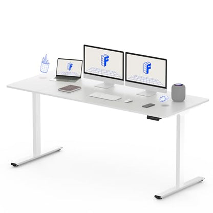 FLEXISPOT 71"x32" Large Dual Motor Electric Standing Desk, White - 198 LBS Heavy-Duty Capacity, Ideal for Home Office, Creative Studio, or Multi-Monitor Setup