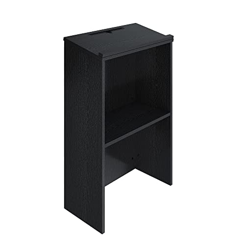 Podium Stand,Wooden Speaking Lectern,Lectern Podium for Classroom,Churches,Auditorium,Meeting Room,Reception Desk of Podium with Adjustable Shelf(Black) - color: Black