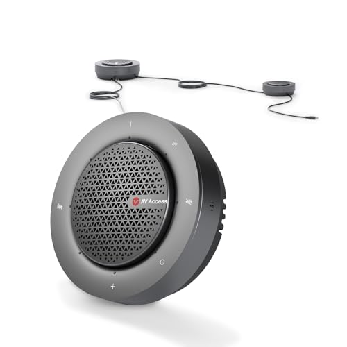 Conference Speakerphone, Daisy Chain up to 9 Speakerphones for 50 People | USB/Bluetooth Speaker with 4 Mics AI Noise Cancellation 360° Voice Pickup for Zoom,Teams,Conference Call Large Meeting Room