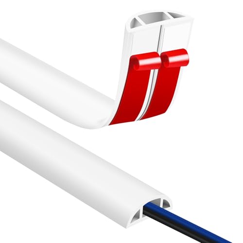 Floor Cord Covers for Wires 10FT Cable Hider Wire Cover Self Adhesive Cord Hider Floor for Offices, Homes, Workshops, Warehouses Cable Cavity 0.39" W x 0.27" H - color: White, size: 1.18" x 10'