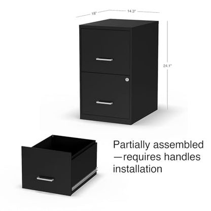 Staples 2-Drawer Vertical File Cabinet, Letter Size Documents, Lockable, 18.9" D x 14.3" W x 24.1" H, Black - color: Black, style: 1 Pack