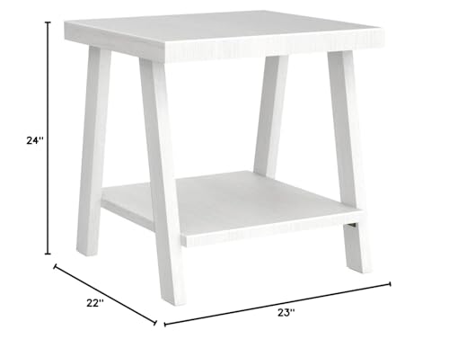 Roundhill Furniture Athens Contemporary Wood Shelf End Table, White - color: White