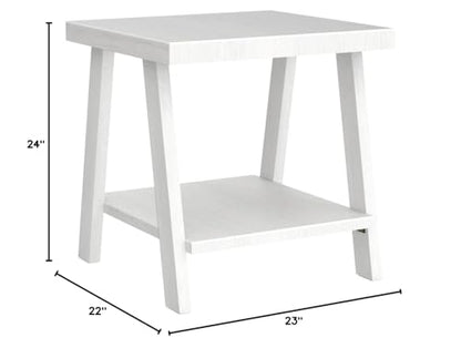 Roundhill Furniture Athens Contemporary Wood Shelf End Table, White - color: White