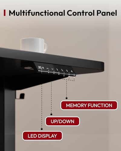 SANODESK 55''x24'' Height Adjustable Electric Standing Desk for Home Office - color: Black Frame+ Black Top, size: 55x24
