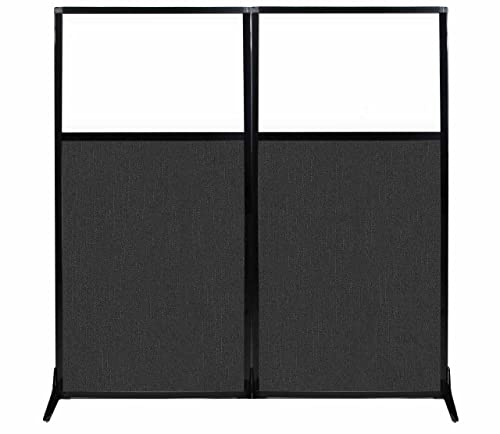 Versare Workstation Partition | Portable Wall Divider | Modern Office Cubicle | Free Standing Privacy Screen | Flexible Work Space | 66" x 70" W/Window, Black Fabric Panels - color: Black, size: 66" Wide x 70" Tall W/ Window