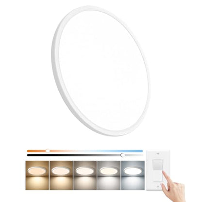 15.8Inch Dimmable White LED Flush Mount Ceiling Light,32W,3480LM,5CCT - color: White, size: DM 15.8" 1PK