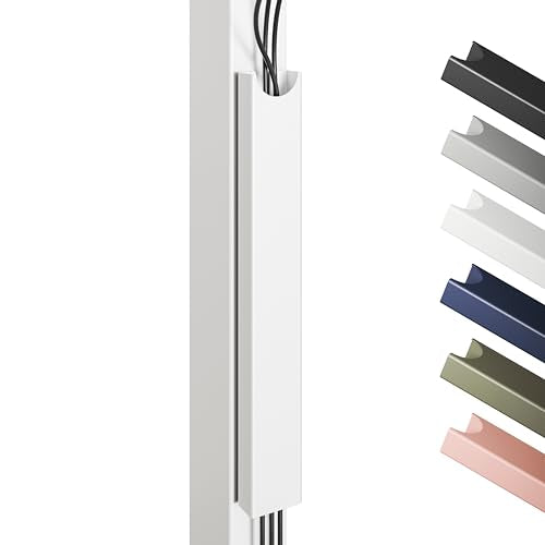 Desktronic Magnetic Cable Management Tray — No Drill Under Desk Cord Organizer, Holds 10 Cables, Reinforced Steel Cable Holder for Home Office, Gaming Setup & Sit-Stand Desks - color: White