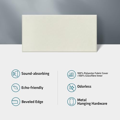 4 Pack Acoustic Panels 23.6"x11.8" Soundproof Fiberglass Panels, Off White - color: Off White, size: 23.6" x 11.8"-4pcs