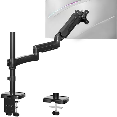 MOUNT PRO Single Long Monitor Arm, 13 to 32 inch Computer Monitor Desk Mount, Extra Long Adjustable Screen Stand, Tall Display Mount with Tilt, Swivel, Rotation, Hold up to 19.8lbs, VESA 75/100mm - color: Black, size: Single (long arm)