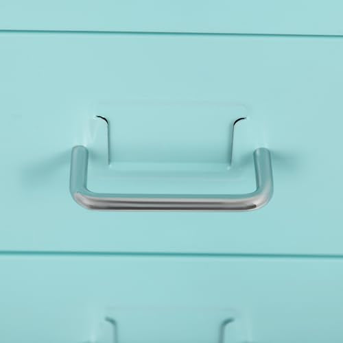 6 Drawers File Cabinet with Lock Rolling Mobile Filing Cabinet with Wheels Under Desk Vertical Filing Cabinet for Office/Home Metal (Light Blue) - color: Light Blue