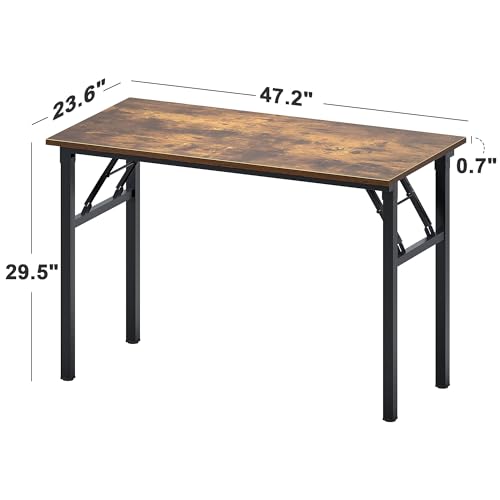 Need Office Computer Desk 47.2x23.6 in Sturdy Folding Laptop Table Retro | Black Frame Writing Gaming Work Table/Foldable Home Office Desk/Sewing Table, No Assembly Required - color: Rustic Brown & Black Frame, size: 47inch