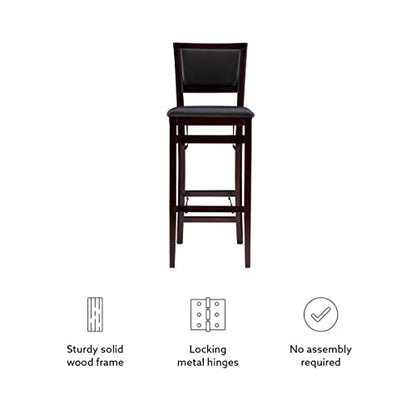 Linon Keira Pad Back Folding Bar Stool - color: Merlot/Brown, style: Bar Stool