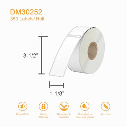 (4200 Labels/12 Rolls) Labelebal 12 Rolls Compatible with DYMO 30252,1-1/8" x 3-1/2"(28mm x 89mm) Direct Thermal Labels,Shipping Replacement Labels Compatible for DYMO LabelWriter Printer - color: Dm-30252-12 Rolls-4200 Pcs