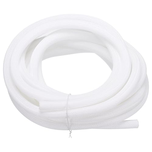 MECCANIXITY Split Sleeve Wire Loom 1/2" 25Ft White Self Wrapping Braided Sleeve UL94-V2 Fireproof PET Sleeving for Automotive, Home Cable Management - color: White, size: 1/2" x 25Ft