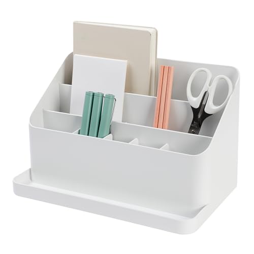 BLUE GINKGO Desk Organizer, Office Supplies, White, Made in Korea | Multi-Compartment. Adjustable. Everyday Storage. - color: White, size: ORGANIZER