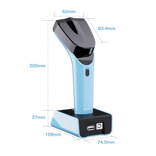 NETUM 1D Barcode Scanner, Wireless Bluetooth with Cradle, DS5000-Blue - color: Blue