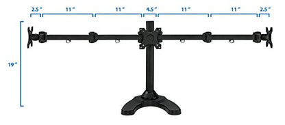 Mount-It! Triple Monitor Stand for 3 Screens up to 24", Height Adjustable Desk Mount with Free Standing or Grommet Base, 22 lbs per Arm, VESA 75x75 100x100 Compatible, Full Motion Monitor Mount MI-789