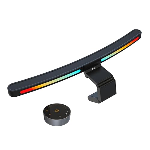 ONWAY Curved Monitor Light Bar with RGB Backlight, Wireless Remote Touch Control, No Glare Lamp with Camera Base for Gaming/Office Computer Setup - color: Matte