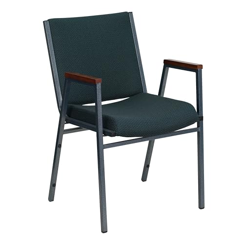 Flash Furniture Hercules Fabric Stack Chair with Arms, Green - color: Green Patterned Fabric, size: Set of 1