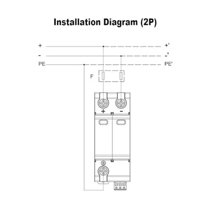 DC Surge Protector, 40KA 1000VDC Voltage Surge Protective Device Protection Device DIN Rail Mount Lighting Protection (BSP9-C40PV 2P 40KA 1000V)